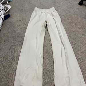 Cream Lounge Wide Leg Sweatpants